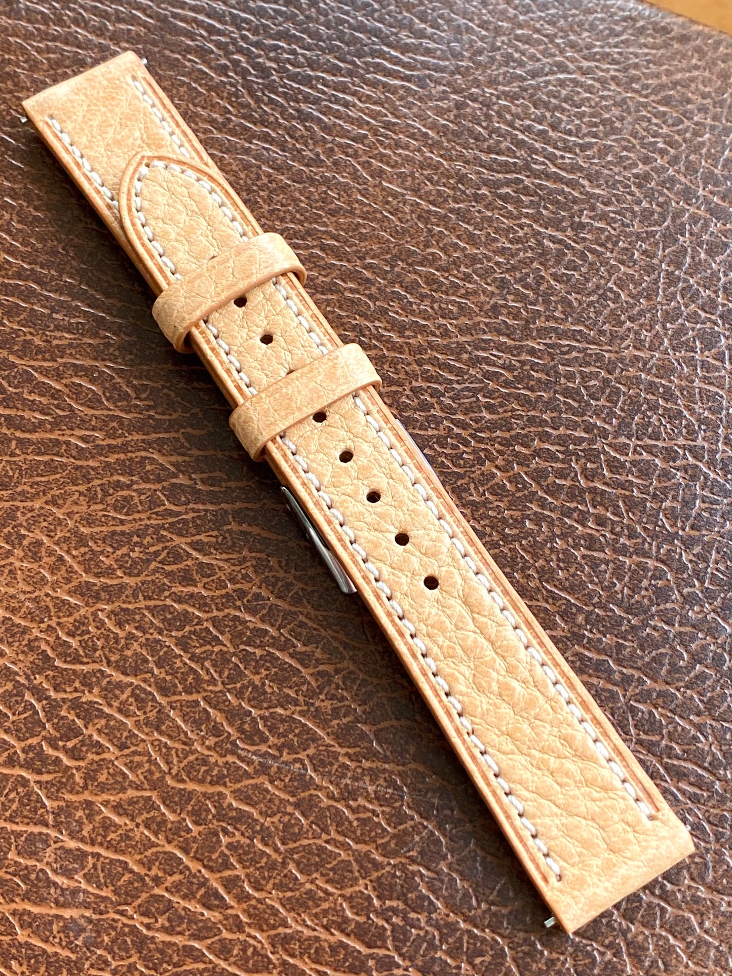 Bracelet de Montre Vintage - BEIGE 18mm - Cuir Véritable de Haute Qualité