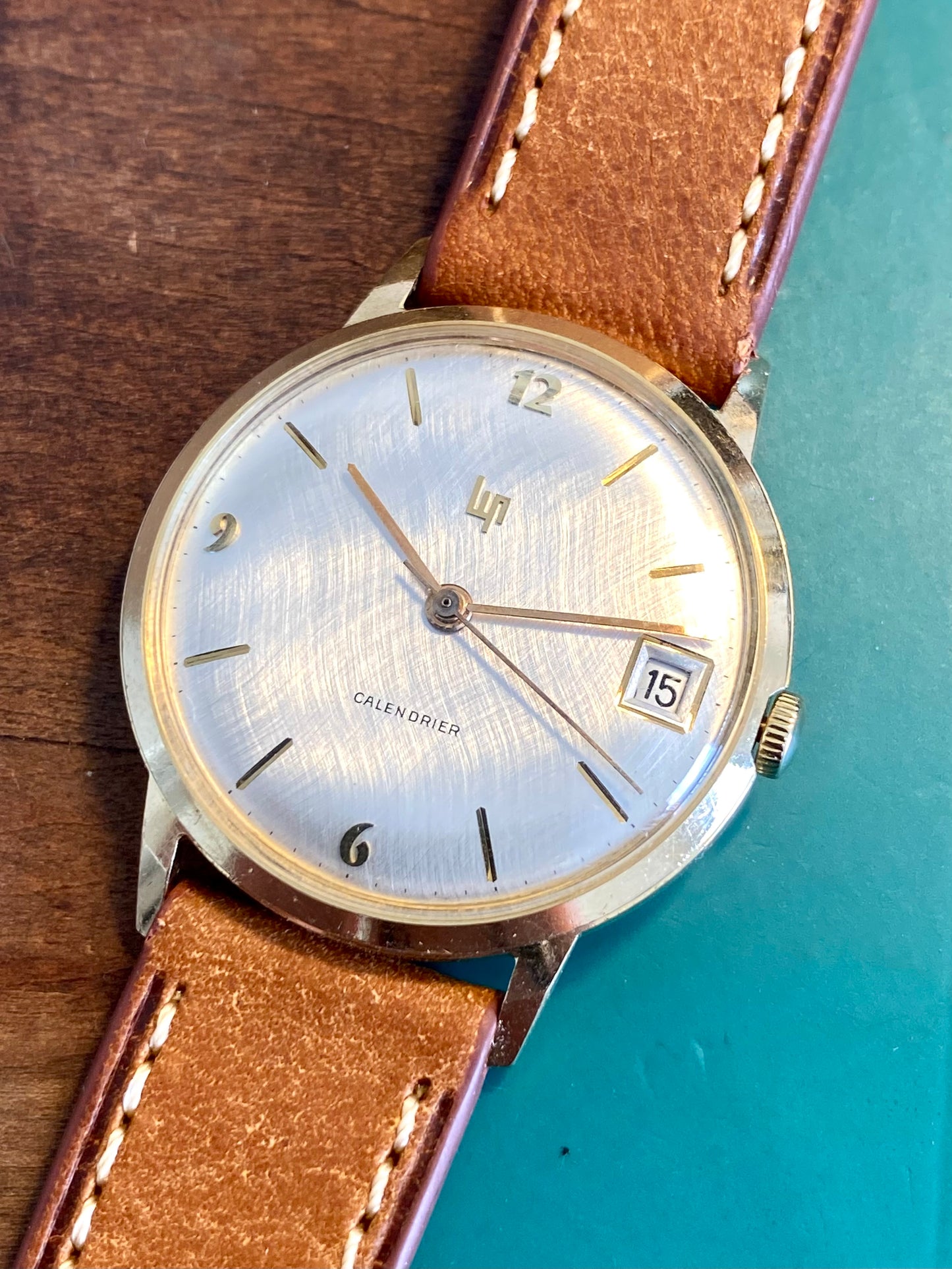 LIP Calendrier Or Jaune 18k 750/1000 Montre Vintage Mécanique R017 1960