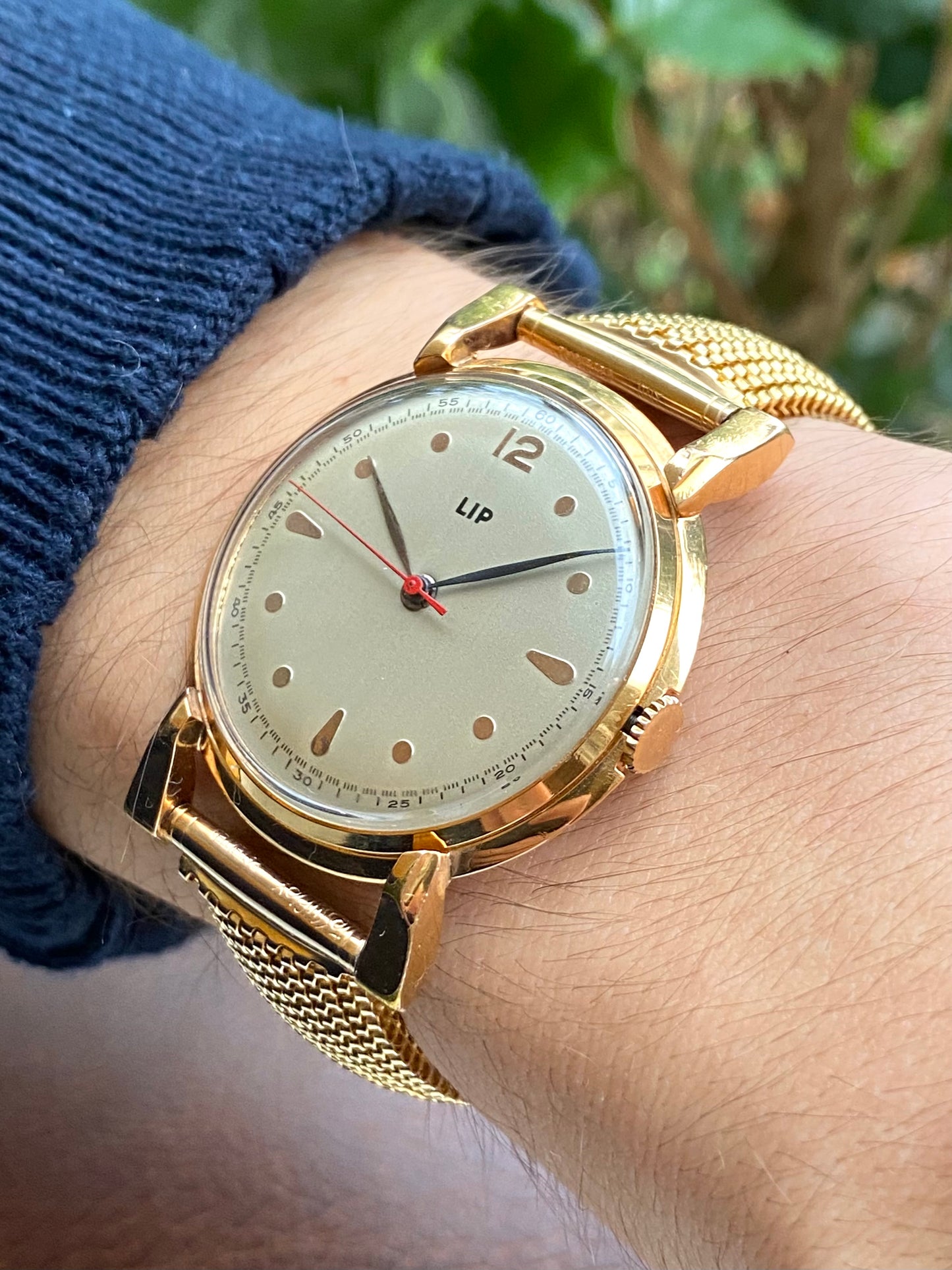 LIP Jumbo Size Montre Vintage Mécanique Plaqué Or R25 1960