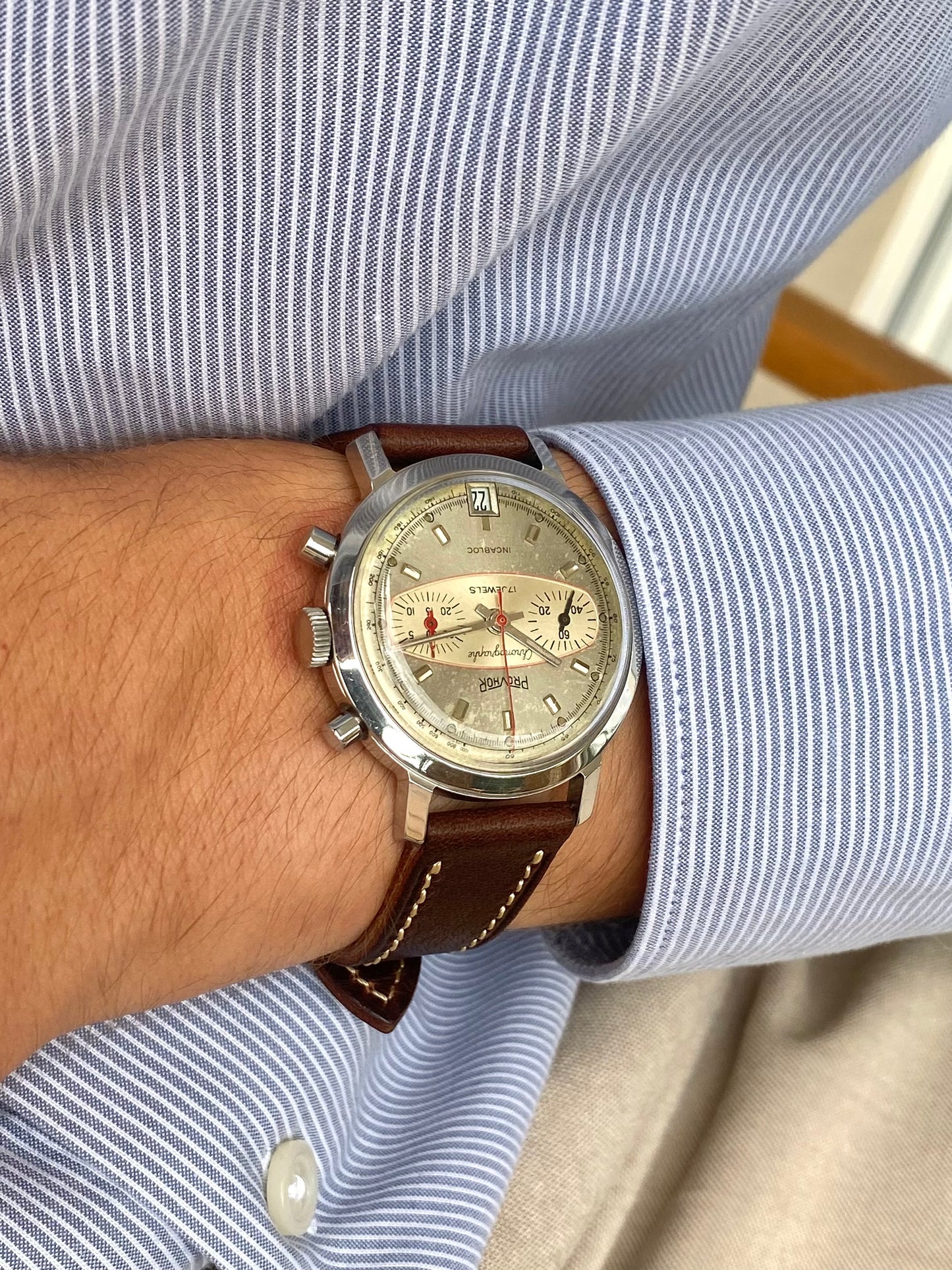 Provhor Chronographe Racing Landeron 189 Montre Rallye Mécanique 1970