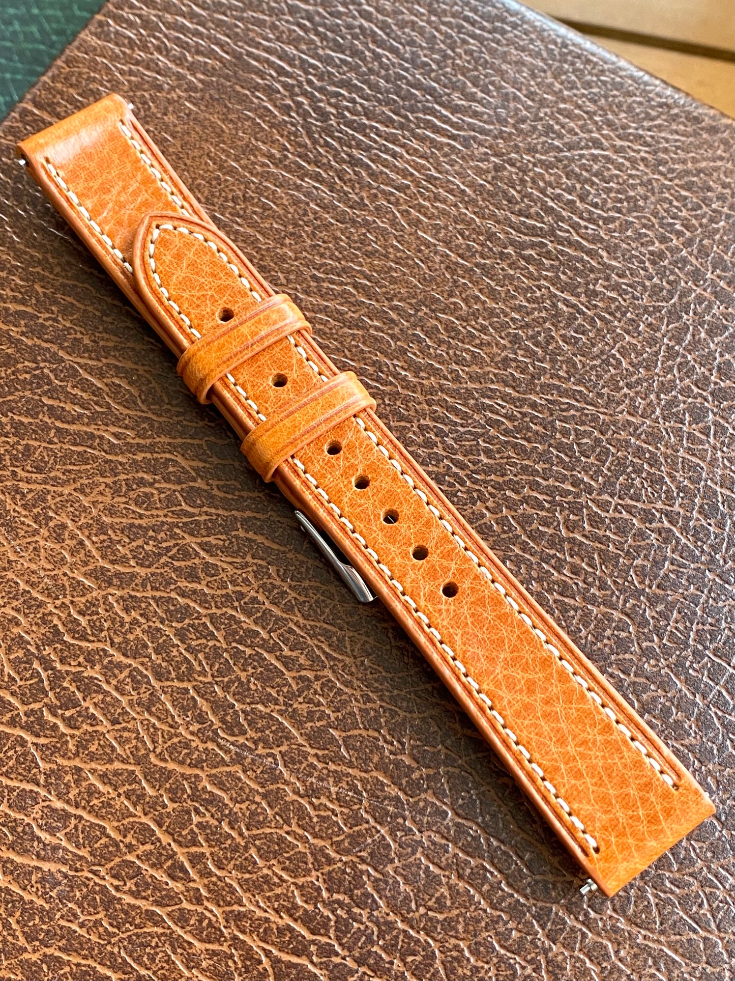 Bracelet de Montre Vintage - ORANGE 18mm - Cuir Véritable de Haute Qualité