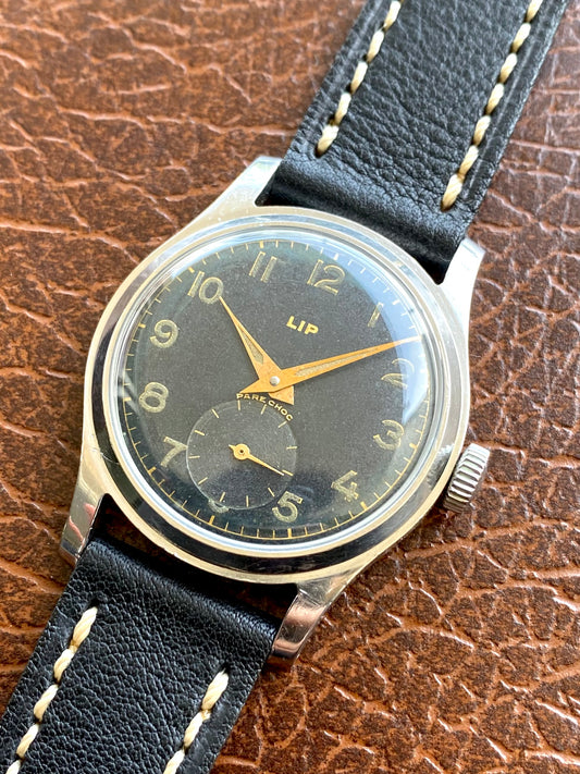 LIP R25 France - Cadran Noir - Montre Vintage Mécanique Militaire en Acier - 1940