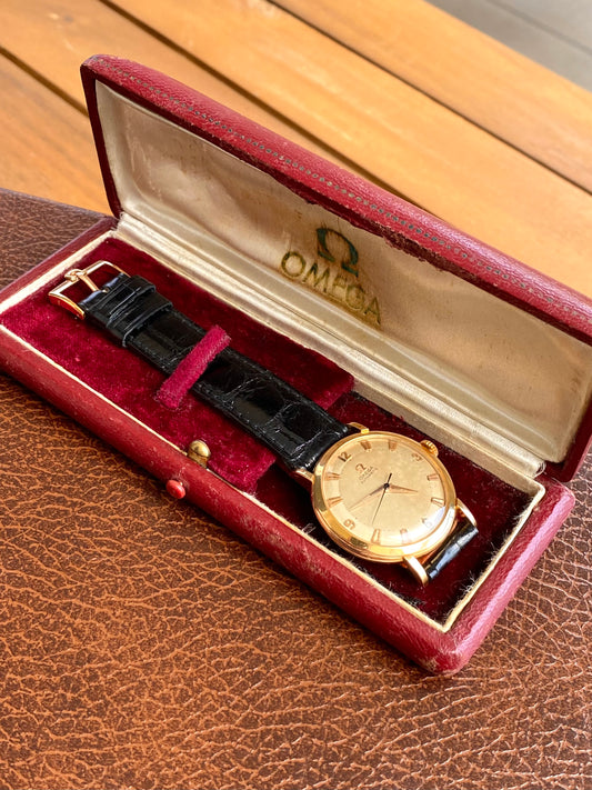 Omega Automatic Or Rose 18k 750/1000 Montre Vintage Mécanique Cal.354 Bumper 1953 + Écrin & Bracelet