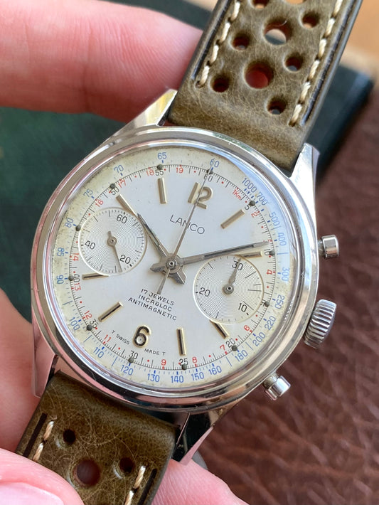 Lanco Chronographe Landeron 248 Acier Montre Vintage Mécanique 1960