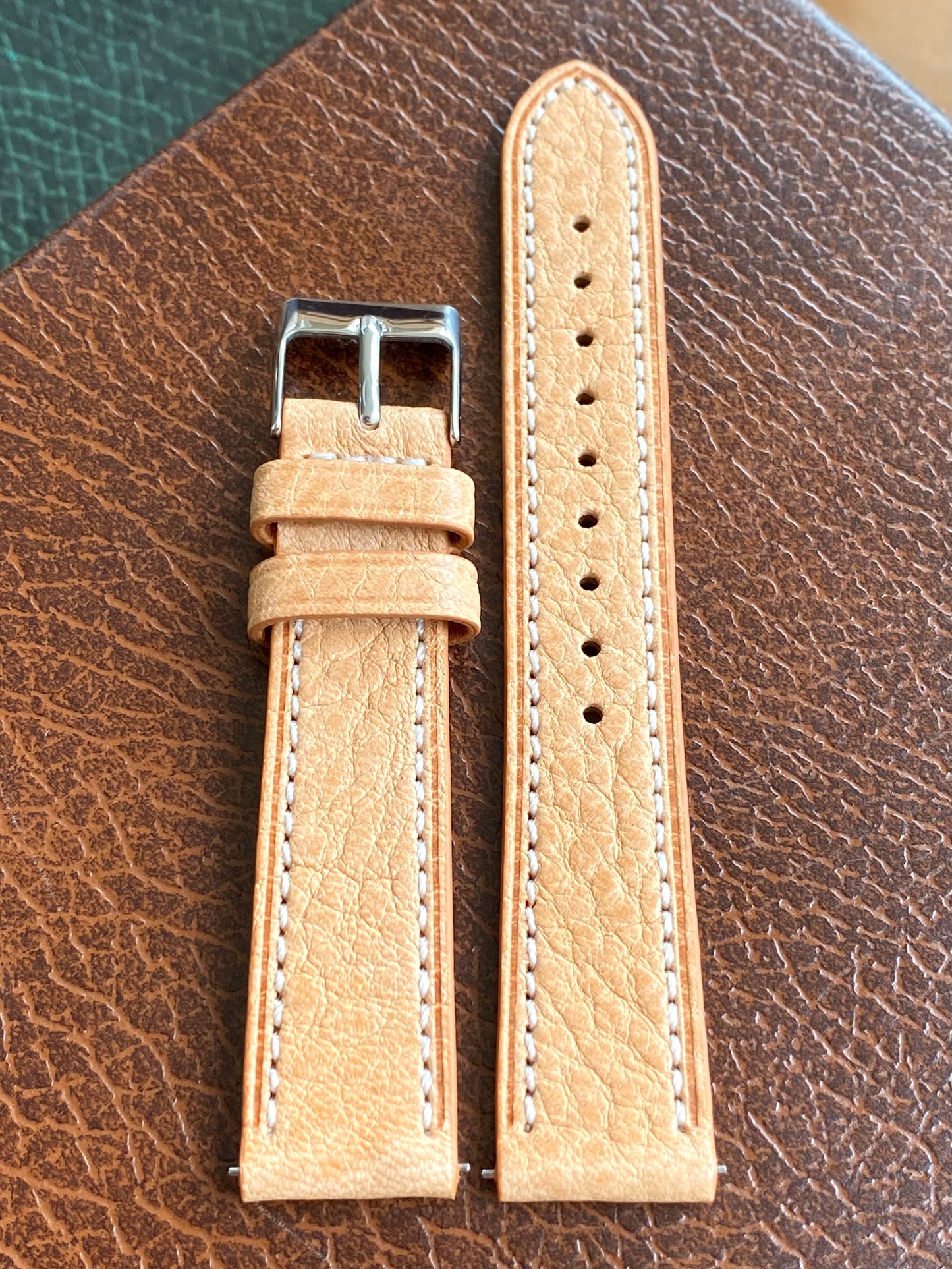 Bracelet de Montre Vintage - BEIGE 18mm - Cuir Véritable de Haute Qualité