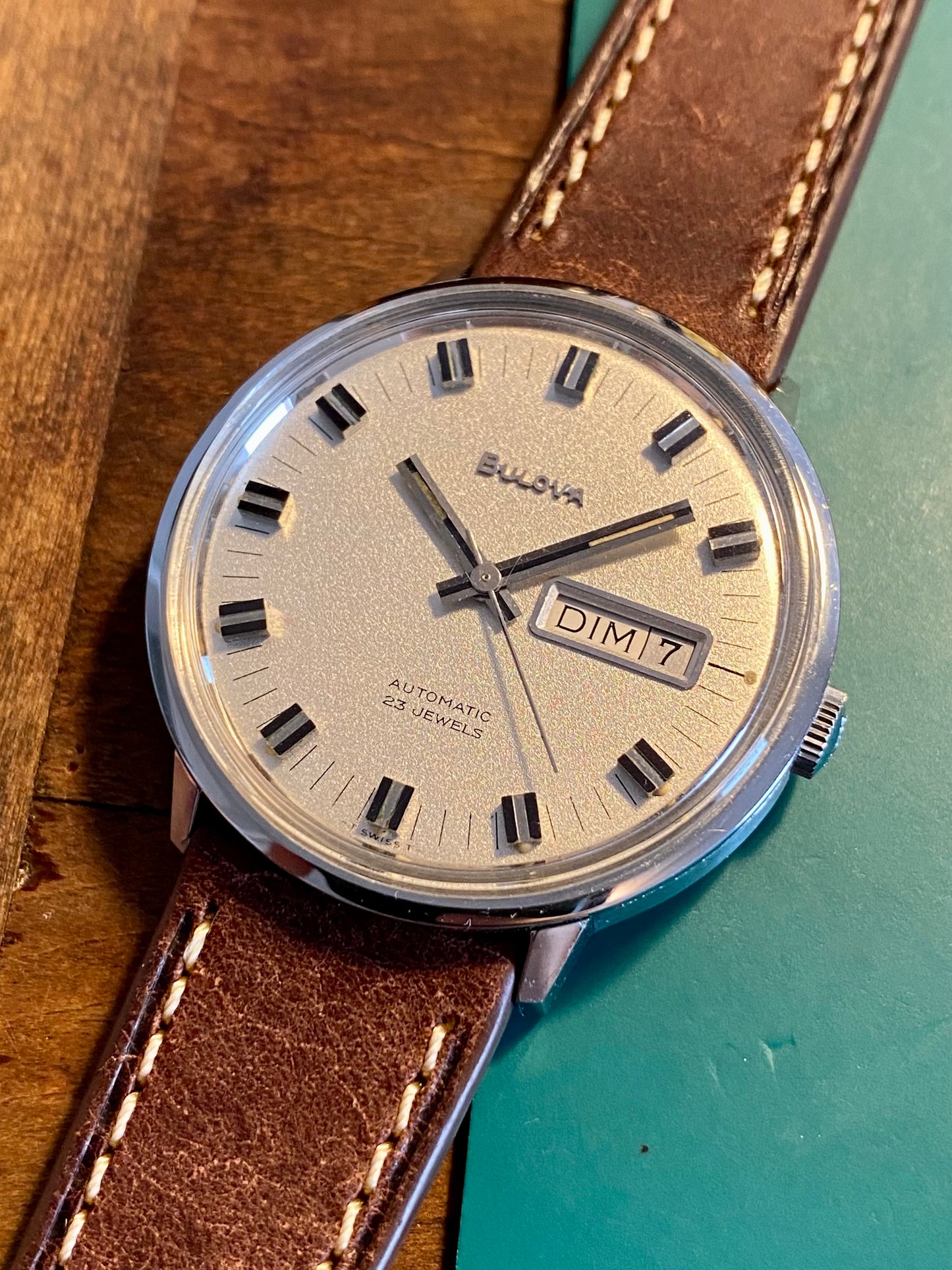 Bulova Automatic Jour Date Calendrier Cal.11ANACB Montre Vintage Mécanique Jumbo 1970