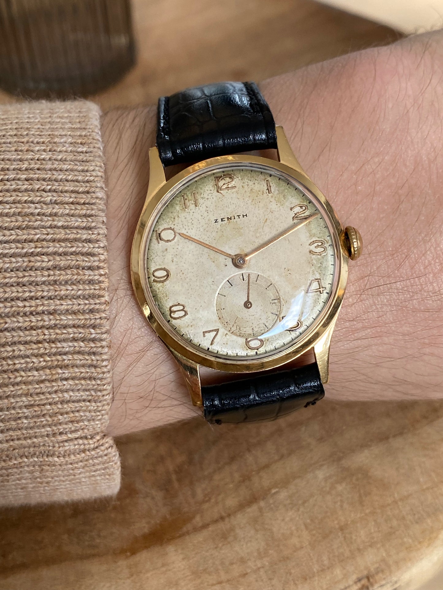 Zenith Or 18K Montre Vintage Mécanique 1950