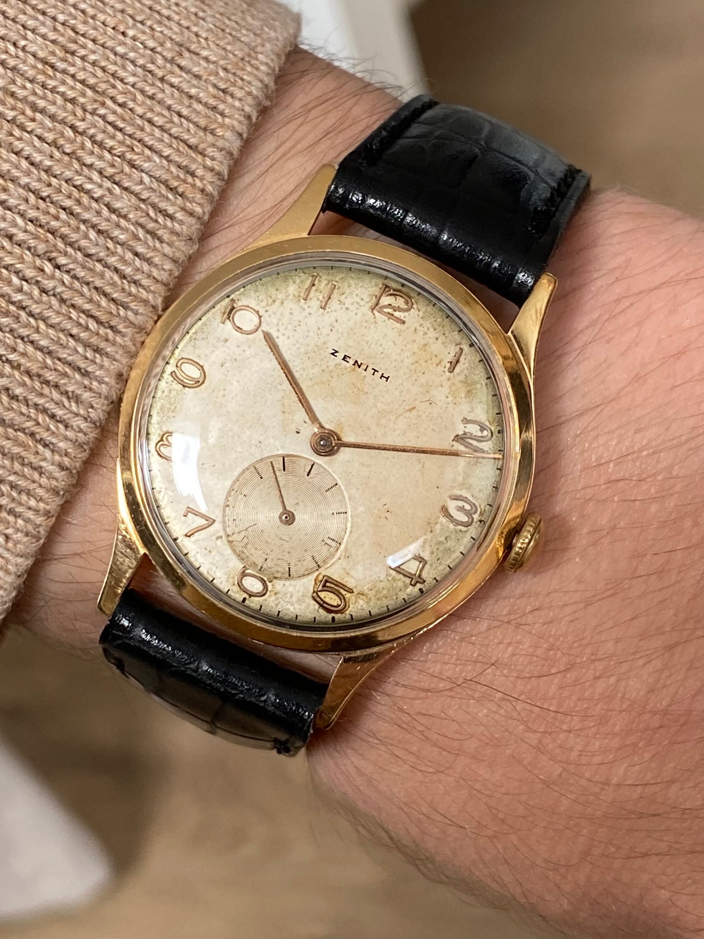 Zenith Or 18K Montre Vintage Mécanique 1950