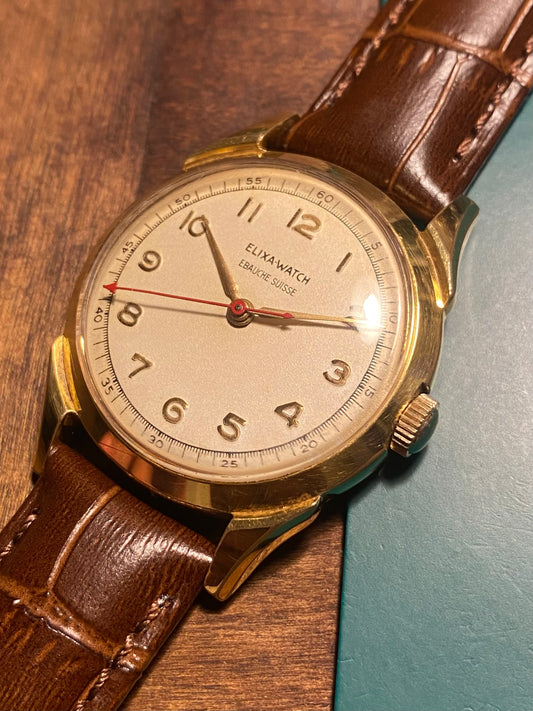 Elixa Montre Vintage Mécanique Ébauche Suisse 1950