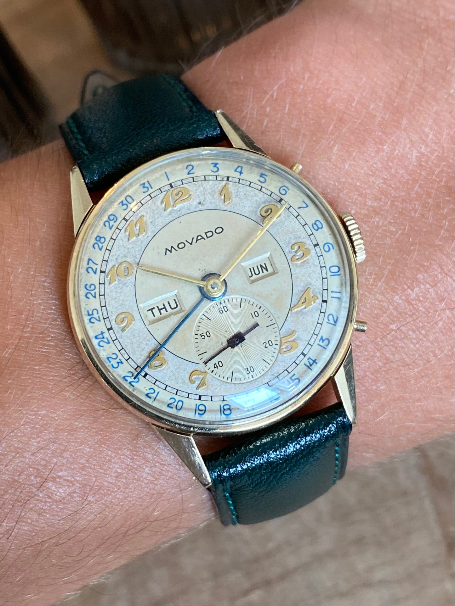 Movado Triple Date Calendrier 475 Montre Vintage Mécanique 1950