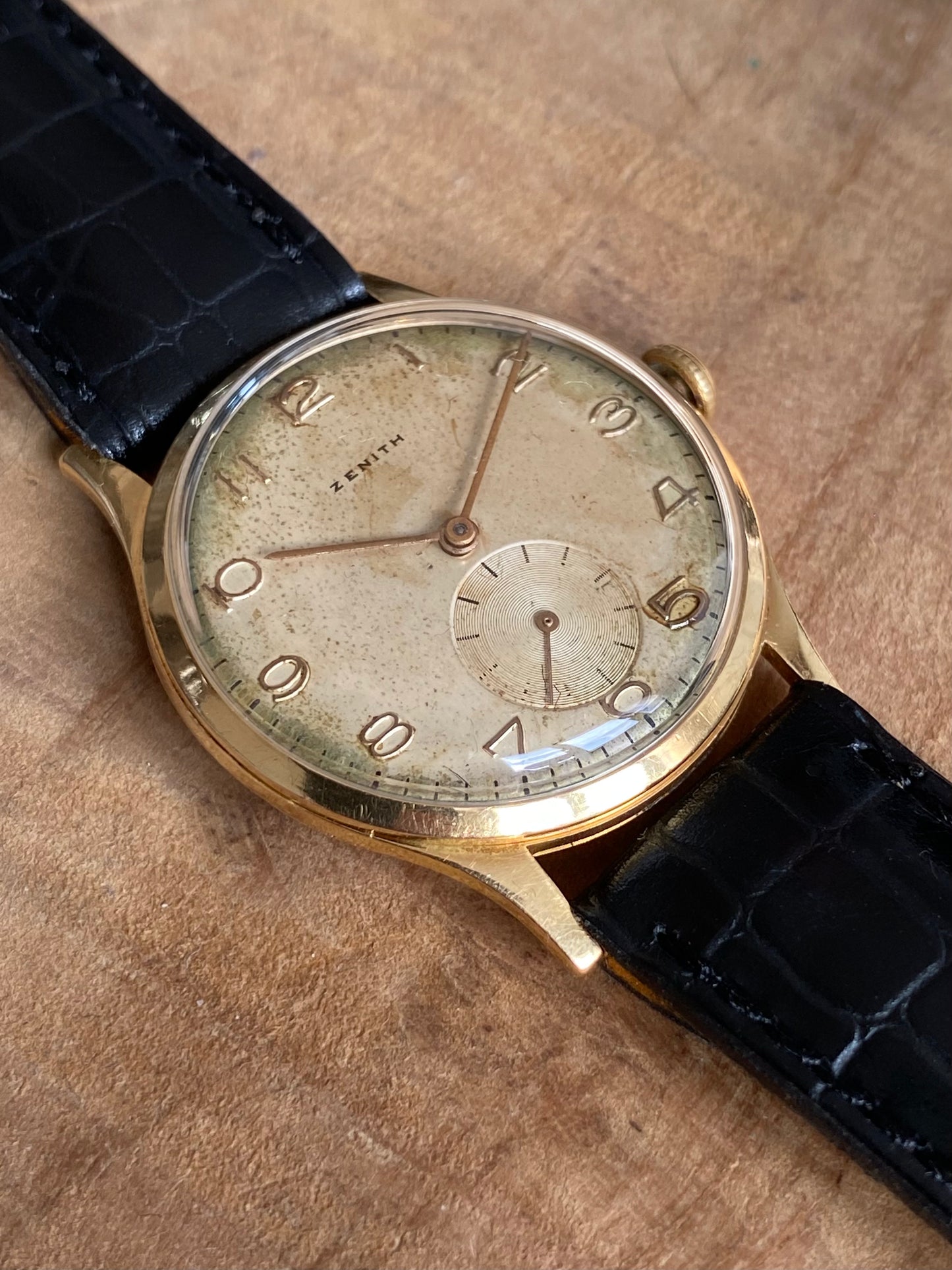 Zenith Or 18K Montre Vintage Mécanique 1950