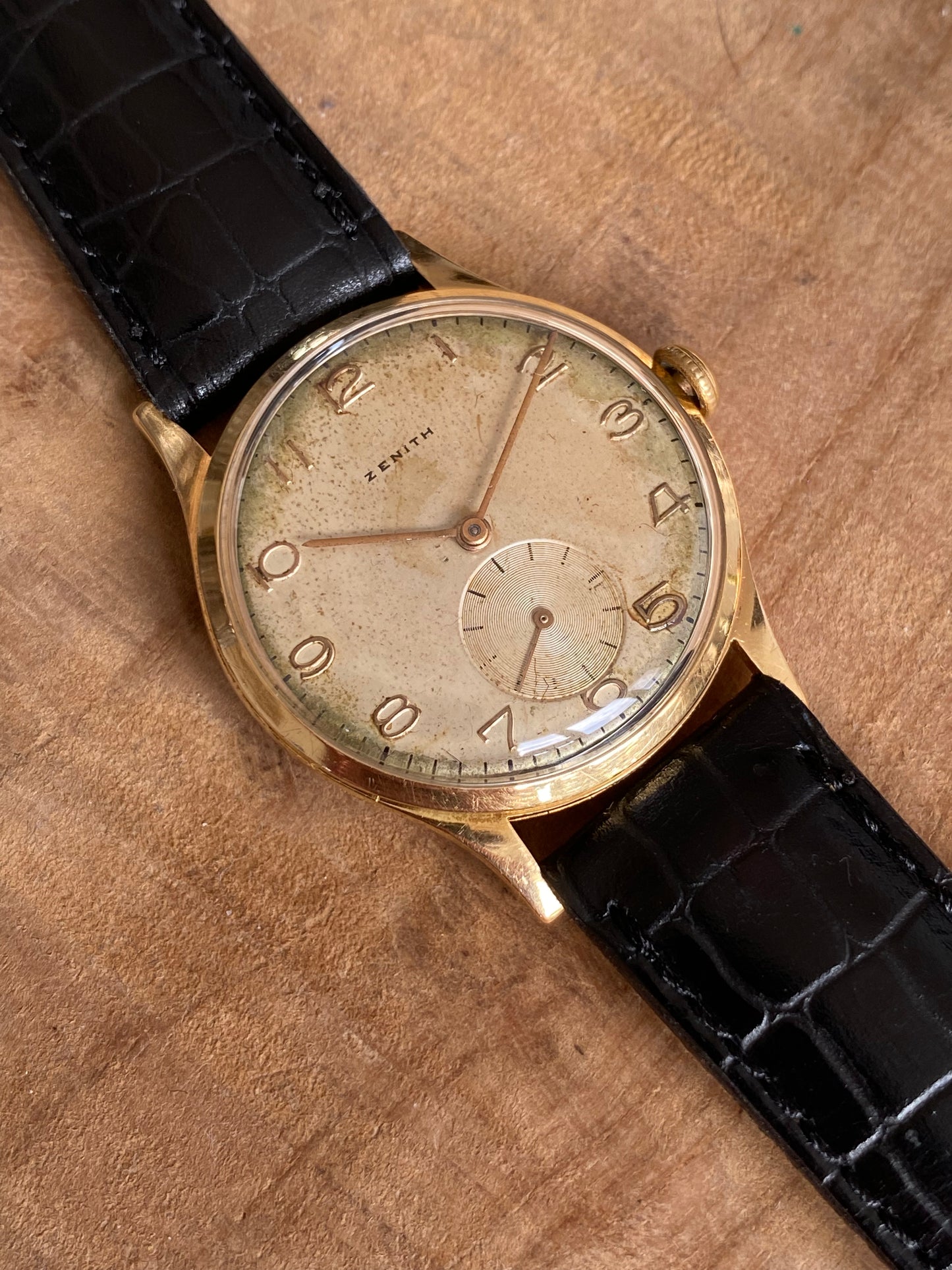 Zenith Or 18K Montre Vintage Mécanique 1950