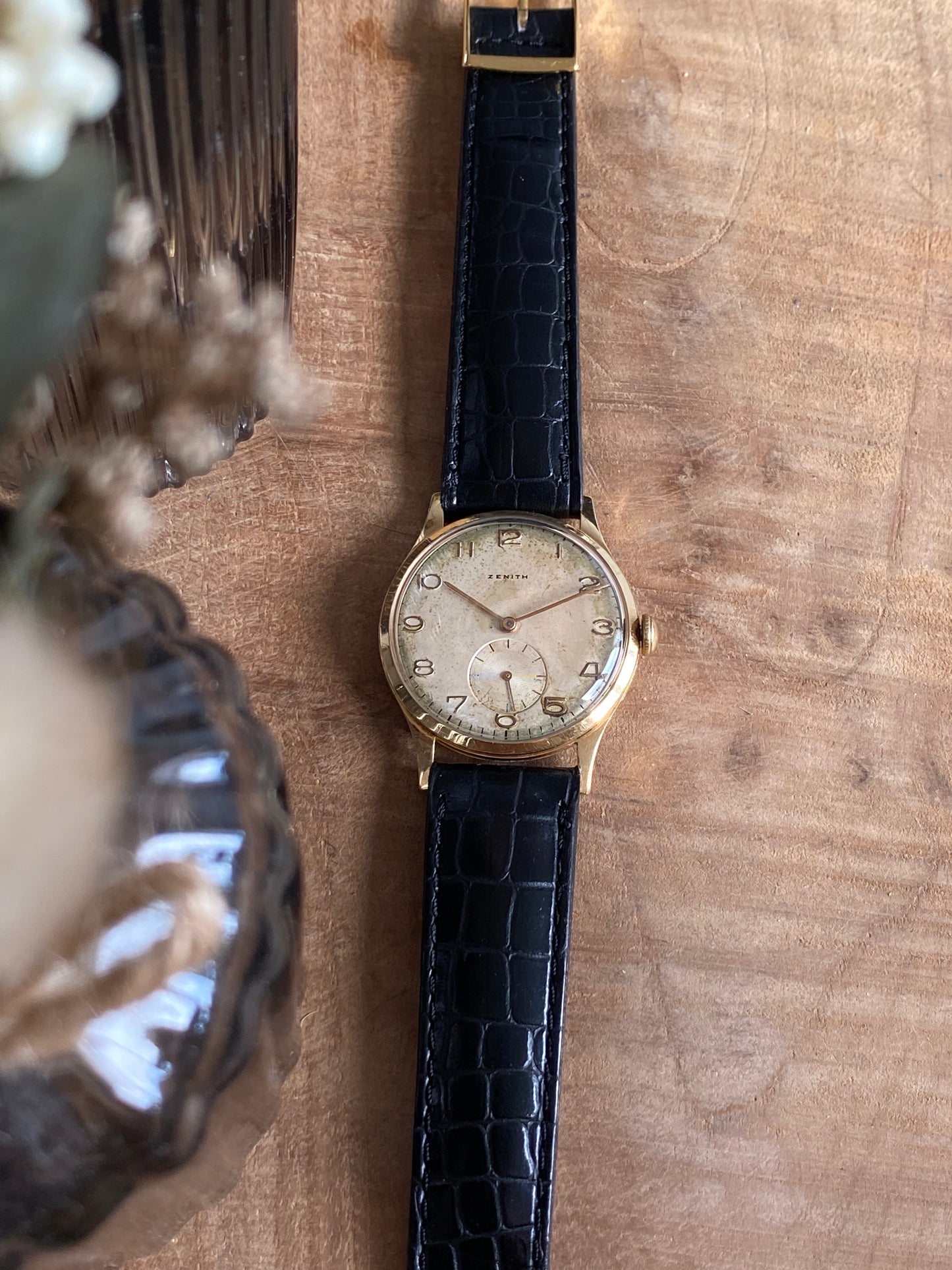 Zenith Or 18K Montre Vintage Mécanique 1950