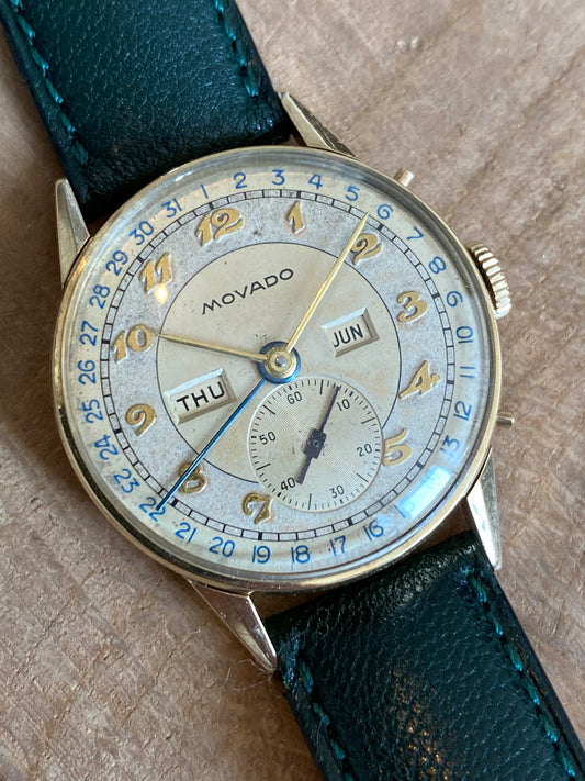 Movado Triple Date Calendrier 475 Montre Vintage Mécanique 1950