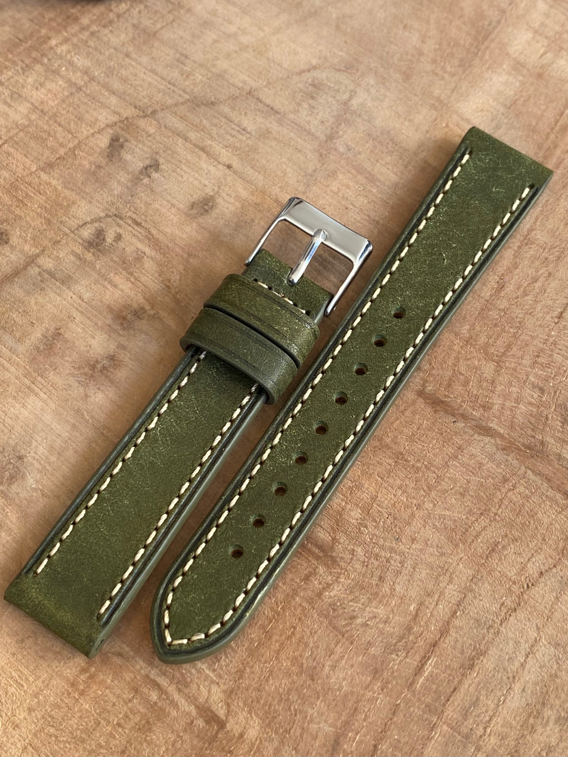 Bracelet De Montre En Cuir Lisse Vert Foncé - Watchband Berlin - Largeurs 18 à 28mm - Neuf Avec étiquette