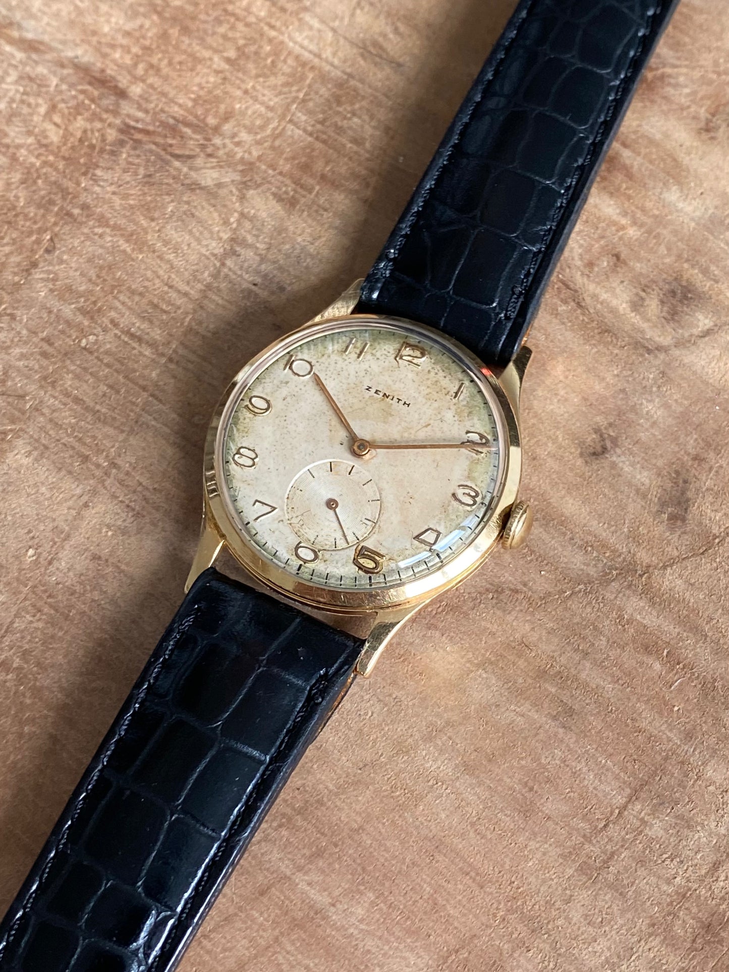 Zenith Or 18K Montre Vintage Mécanique 1950