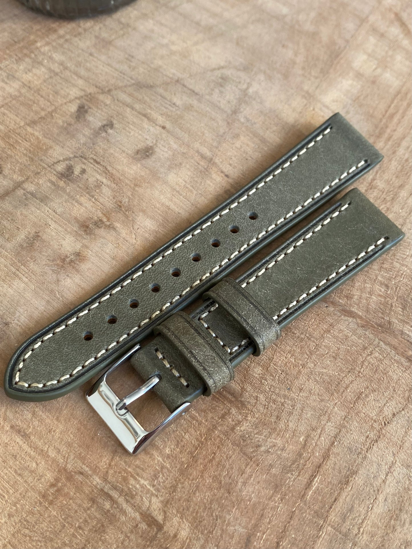 Bracelet de Montre 18MM GRIS en Cuir V ritable Italien Vintage