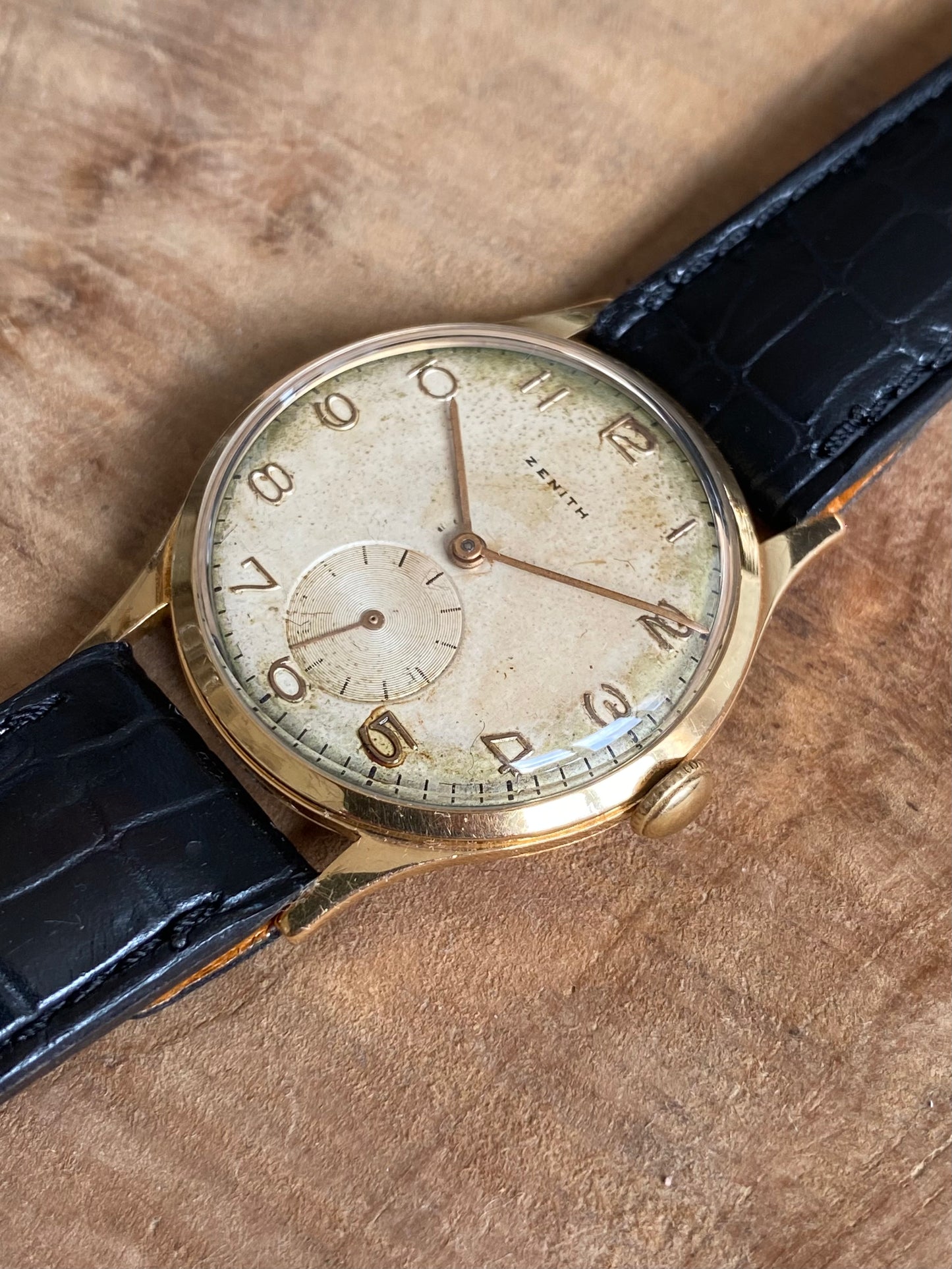 Zenith Or 18K Montre Vintage Mécanique 1950