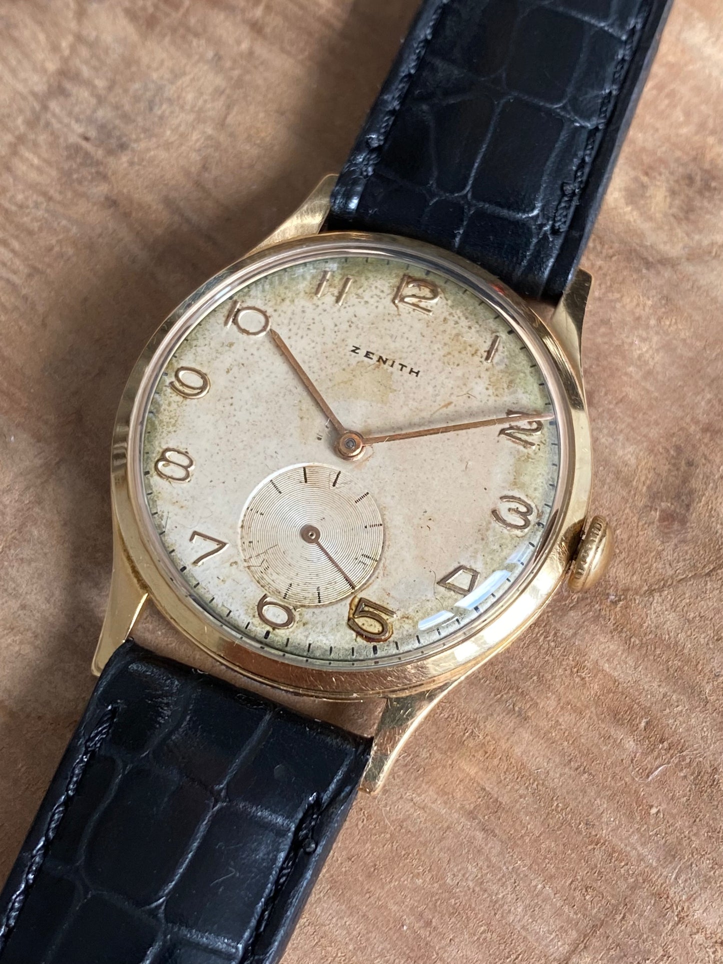 Zenith Or 18K Montre Vintage Mécanique 1950