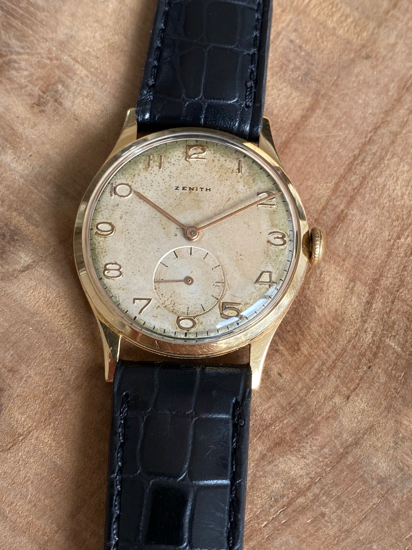 Zenith Or 18K Montre Vintage Mécanique 1950